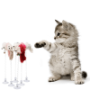 Cartoon Pet Cat Toy Stick Feather Rod Mouse Toy With Mini Bell Cat Catcher Teaser Interactive Cat Toy - White