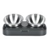 Pet Feeder Stainless Steel Double Bowls 15 Degree Adjustable Pet Cat Feeding Bowl - black