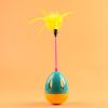 Cat Ball Feather Toy Interactive Cat Teaser & Automatic Spinning Tumbler Ball with Chirp Sound and Food Dispenser for Cats Kitten - blue