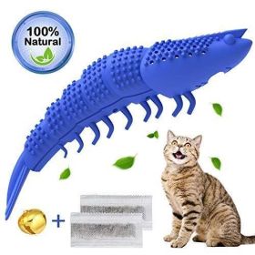 Lobster Shape Cat Toothbrush Interactive Chewing Catnip Toy Dental Care for Kitten Teeth Cleaning Leaky Food Device Natural Rubber Bite Resistance - b