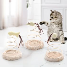 Pet Plush Toy For Indoor Cats; Cat Plush Toy With Spiral Spring Plate And Funny Ball; Cat Teaser Toy - Mouse