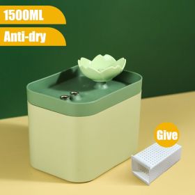 1.5L Auto Cat Water Fountain Filter USB Electric Mute Cat Drinker Bowl Recirculate Filtring Drinker Dog Pet Drinking Dispenser - USB Green Anti-dry -