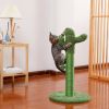 Cactus Cat Tree Scratcher With Sisal Scratching Post Interactive Ball Green - as picture