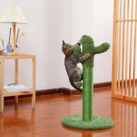Cactus Cat Tree Scratcher With Sisal Scratching Post Interactive Ball Green - as picture