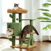 Unique Cactus Cat Tree Cat Tower with Sisal Covered Scratching Post, Cozy Condo, Plush Perches, Hanging Toy and Climbing Ladder - as picture