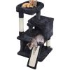 36" Cat Tree with Condo and Scratching Post Tower Kitten Activity Plush Play House Cat Nest - Black