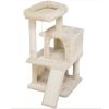 36" Cat Tree with Condo and Scratching Post Tower Kitten Activity Plush Play House Cat Nest - Beige