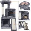 36" Cat Tree with Condo and Scratching Post Tower Kitten Activity Plush Play House Cat Nest - Dark Gray