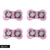 Bone Shaped Plastic Pet Double Diner with Stainless Steel Bowls, Pink and - Default