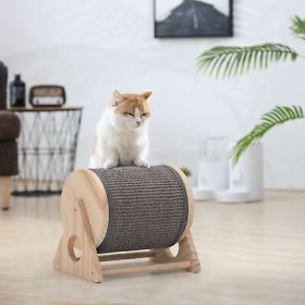 Freestanding Solid Wood Waterwheel Cat Scratcher, Sisal Scratch Furniture - Default