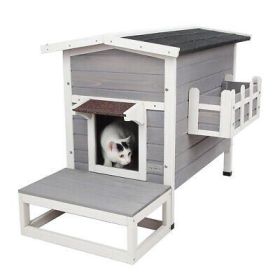 Feral Cat House, Larger Design for 3 Adult Outdoor Cats Weatherproof - Default