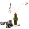 Vintage Vase-shaped Cat Scratching Post with 3 Feather Toys - Default