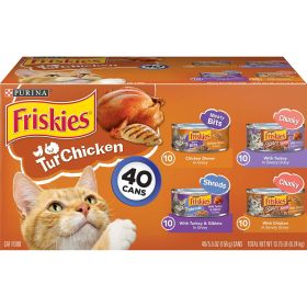 Purina Friskies Turchicken Wet Cat Food Variety Pack, 5.5 oz Cans (40 Pack) - Friskies