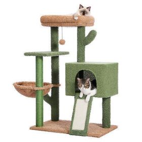 Cat Tree 41 Inches Cactus Tower with Sisal Covered Scratching Post and Cozy - Default