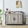 Hidden Cat Litter Box Furniture with Ventilation and Bench Seat, Pet Crate Iron - Default