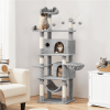 67'' H Multi-Level Cat Tree Cat Tower with Condos - Light Gray