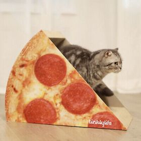Tinklylife Cat Condo Scratcher Post Cardboard, Looking Well with Delicious Pizza - Default