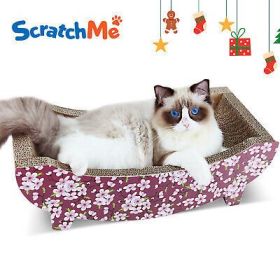 ScratchMe Cat Scratching Post Lounge Bed , Boat Shape Scratcher Cardboard, - Default
