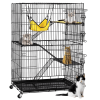 4 Tiers Rolling Cat Cage Pet Cage with Hammock;  Black - Black