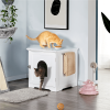 Enclosed Cat Litter Box Furniture - White