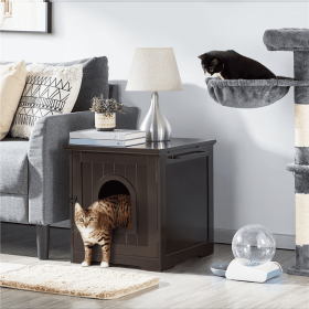 Enclosed Cat Litter Box Furniture - Espresso
