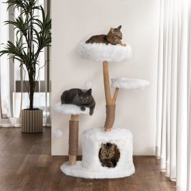 Modern Cat Tree; Natural Branch Cat Tower; Luxury Cat Condo; Indoor Cat Furniture; Kitten Cat Gift; White - as Pic