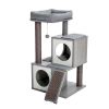 Cat Tree Luxury 34 Inches Cat Tower with Double Condos; Spacious Perch; Fully Wrapped Scratching Sisal Posts and Replaceable Dangling Balls Gray - as