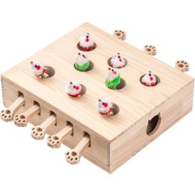 Cat Toy; Interactive Whack-a-mole Solid Wood Toys for Cats - as Pic