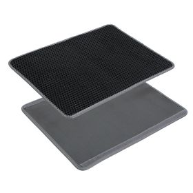 Cat Litter Mat EVA Honeycomb Double Layer Kitty Litter Trapping Carpet Urine-proof Scatter Rug Pad - Black