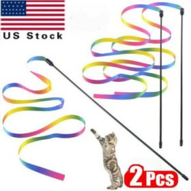 Free shipping 2Pcs Cat Toy Wand Teaser Catcher Stick Exerciser Interactive Toy Pet Play YJ - 2pcs