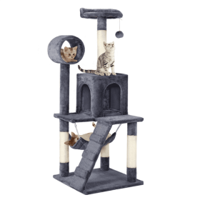 51'' Multilevel Cat Tree with Condo, Dark Gray - Dark Gray