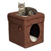2-Story Cat Cube, Suede Brown - Suede Brown