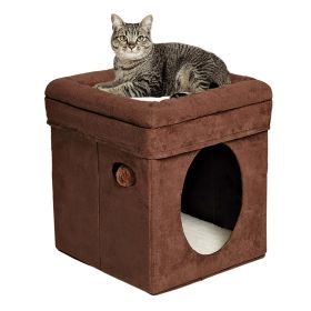 2-Story Cat Cube, Suede Brown - Suede Brown
