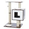 Wooden & Sisal 2-Level 31" Cat Tree with Scratching Posts & Condo - Brown/White