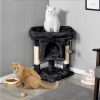 23.5" H 2-Level Cat Tree Condo Tower with Plush Perch - Black