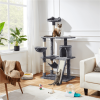61" Cat Tree with Condo and Scratching Post Tower, Dark Gray - Dark Gray