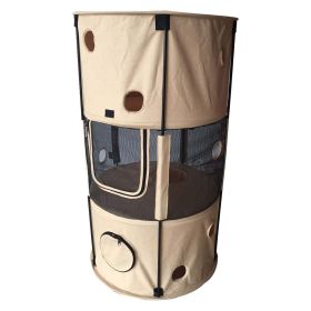 Climbertree Obstacle Play-Active Collapsible Cat House - Khaki