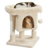 23.5" H 2-Level Cat Tree Condo Tower with Plush Perch - Beige
