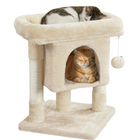 23.5" H 2-Level Cat Tree Condo Tower with Plush Perch - Beige