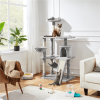 61" Cat Tree with Condo and Scratching Post Tower - Light Gray