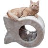 | Kitty Cave Cat Scratcher, Faux Fur and Sisal, Beige - Beige