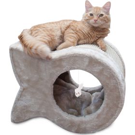 | Kitty Cave Cat Scratcher, Faux Fur and Sisal, Beige - Beige