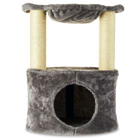2-Level Medium Cat Condo with Hammock, Gray, 20" - Gray