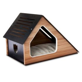 Modern Cat Condo with Sisal Scratching Pad & Washable Mat - black