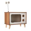 Purr-View Retro TV Cat Condo with Jute Scratching Pad & Washable Mat - white