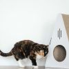 Key Largo Cat Scratcher, Modern Design, Triangle, Corrugated Cardboard Playhouse, Lounger, Keep Your Pet Happy and Healthy - White - white