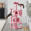 54.5" Double Condo Cat Tree with Scratching Post Tower - pink - 70in