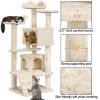 54.5" Double Condo Cat Tree with Scratching Post Tower - Beige - 70in
