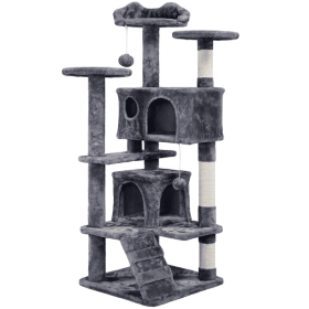 54.5" Double Condo Cat Tree with Scratching Post Tower - darkgray - 54.5in