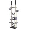 Roypet Adjustable 94.4"-101.2" Luxury Cat Furniture Floor-to-Ceil Cat Trees with Fixing Tool - Grey